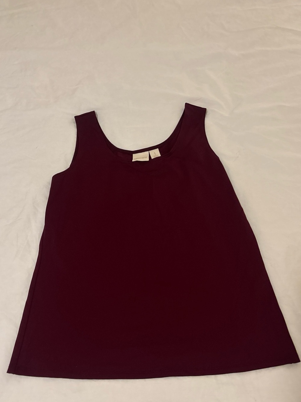 Women’s Chico's Size 1 Tank Top, Nylon Scoop Neck Maroon/Deep Purple EUC